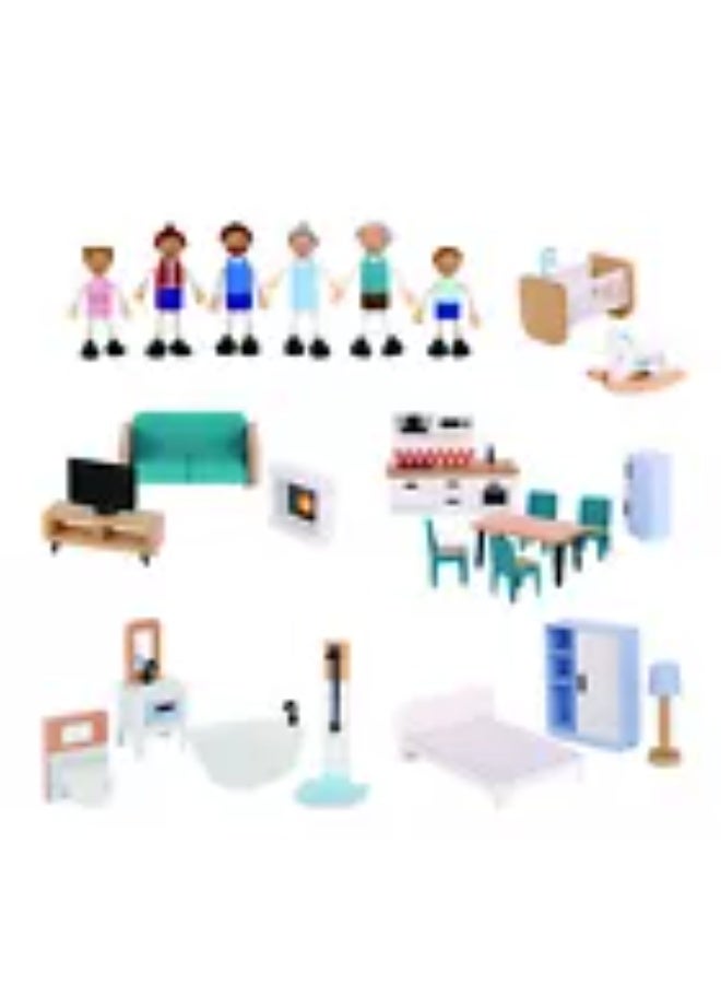 توكي توي لعبة لعب تخيلي – بيت دمى خشبي كبير للأطفالTOOKY TOY - Image 3